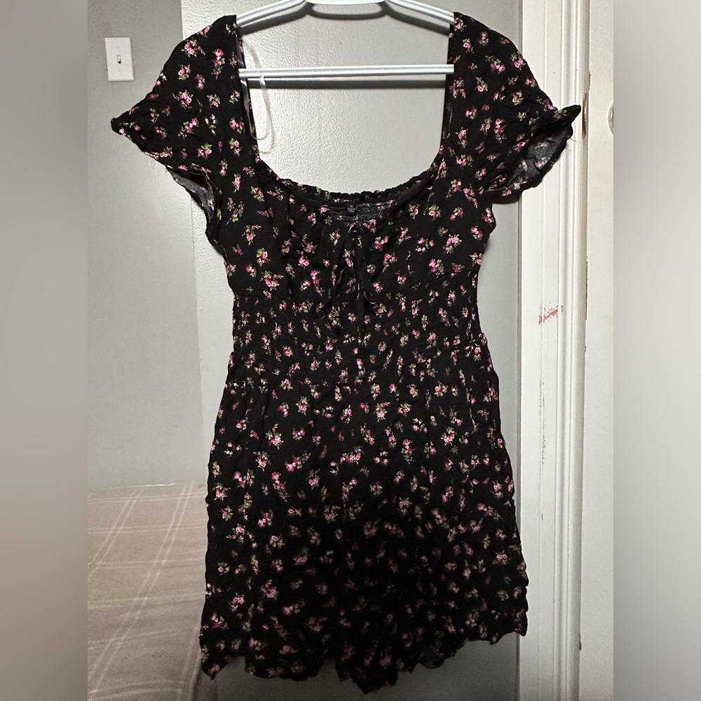 Black floral romper